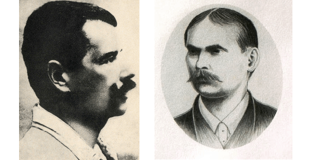 Vlevo Petr Bezruč, vpravo jeho přítel Ondřej Boleslav Petr.